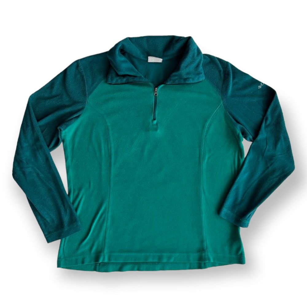 Columbia Quarter Zip Pull Over Lightweight Blue Green Sweatshirt Women’s Large